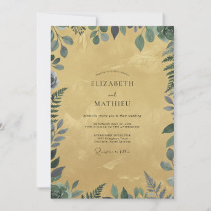 Invitation Mariage feuille d'ardoise moutarde