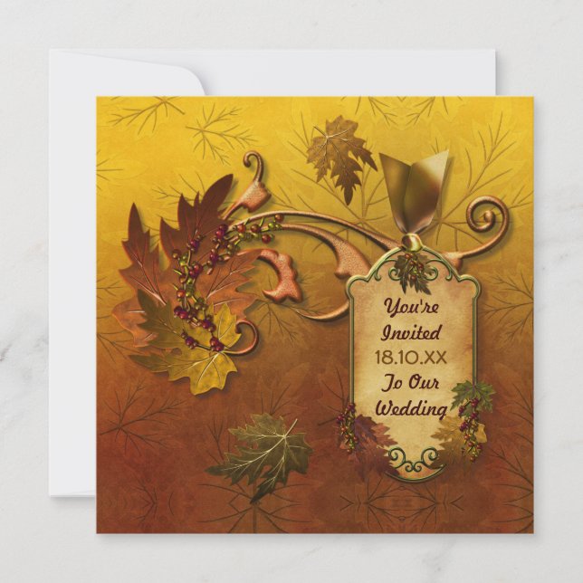 Invitation Mariage Feuille d'automne (Devant)