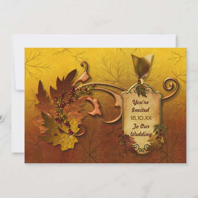 Invitation Mariage Feuille d'automne (Devant)