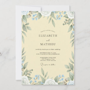 Invitation Mariage Feuille de Bleuet Beurre