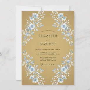 Invitation Mariage feuille de Bleuet doré