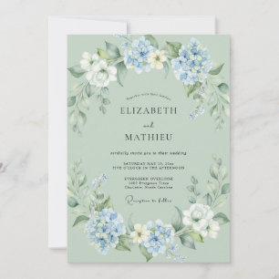 Invitation Mariage Feuille de Bleuet Mousse de Mer