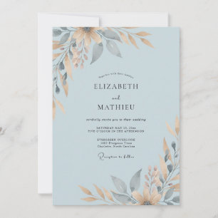 Invitation Mariage feuille de champagne en acier