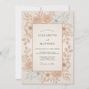 Invitation Mariage feuille de cuivre Champagne