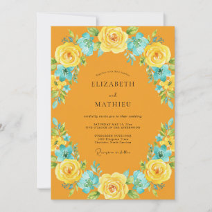 Invitation Mariage Feuille de Cyan Ambre
