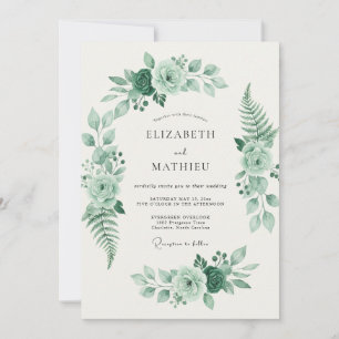 Invitation Mariage Feuille de Fougère Celadon