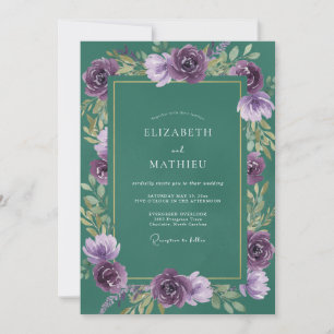 Invitation Mariage Feuille de Jade Violet