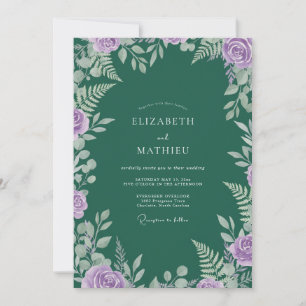 Invitation Mariage Feuille de Jade Violette