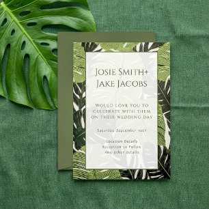 Invitation Mariage Feuille de la jungle verte audacieuse et m
