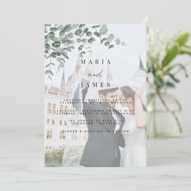 Invitation Mariage Feuille de l'Eucalyptus (Debout devant)