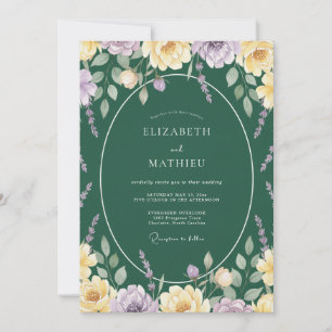 Invitation Mariage feuille de lilas doré émeraude