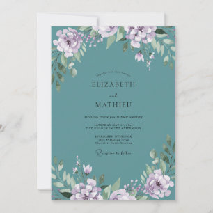 Invitation Mariage Feuille de Lilas Sarcelle