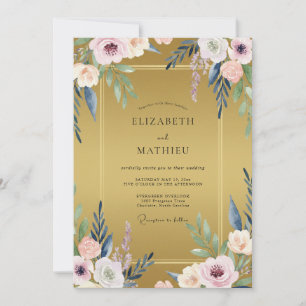 Invitation Mariage feuille de mauve moutarde
