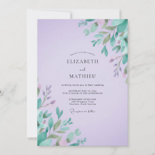 Invitation Mariage feuille de menthe améthyste
