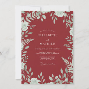 Invitation Mariage Feuille de Menthe Merlot