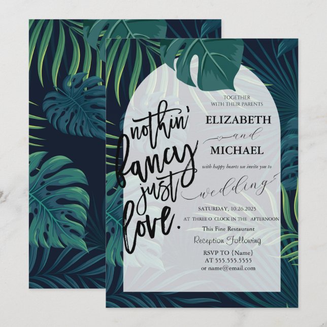 Invitation Mariage Feuille de palme exotique (Devant / Derrière)
