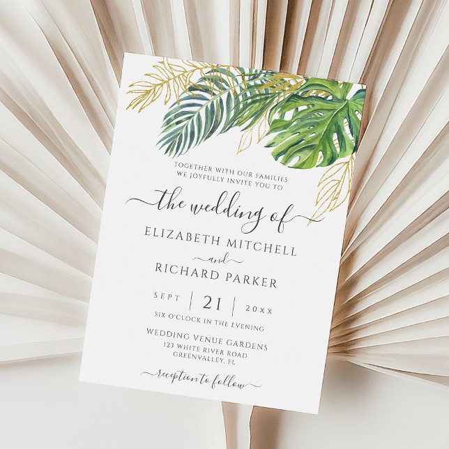 Invitation Mariage Feuille de palme sauvage tropicale (Créateur téléchargé)