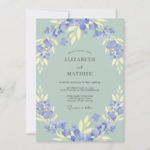 Invitation Mariage Feuille de Sauge Olive Pervenche