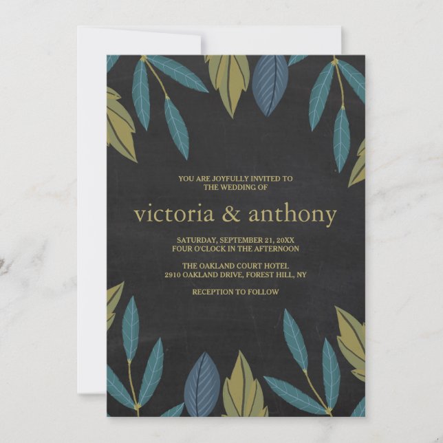 Invitation Mariage feuille de tableau noir (Devant)