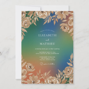 Invitation Mariage feuille de Teal de Champagne