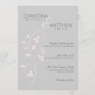 Invitation Mariage Feuille de vigne rose rose pâle sur mesure