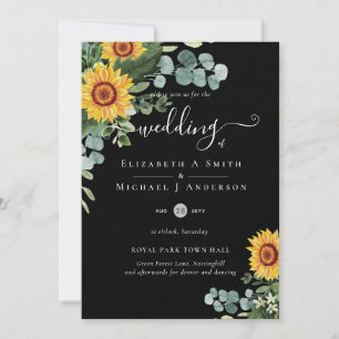 Invitation Mariage Feuille des tournesols rustiques Eucalyptu