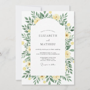 Invitation Mariage Feuille d'Olive Jaune Pressée
