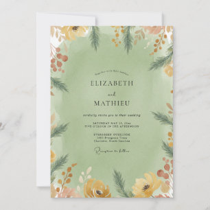 Invitation Mariage Feuille d'Olive Moutarde