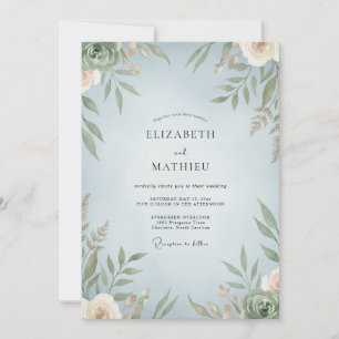 Invitation Mariage Feuille d'Olivier Azur