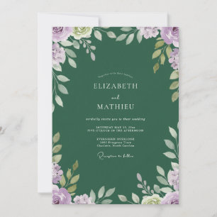 Invitation Mariage Feuille Émeraude Améthyste