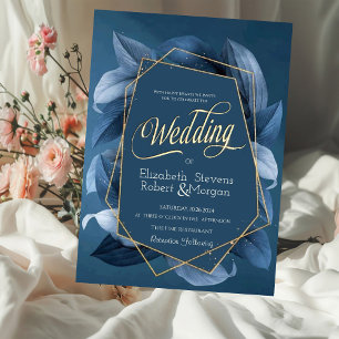 Invitation Mariage Feuille Gold Frame