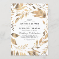 Mariage Feuille Laurel Elegant Blanc et Or