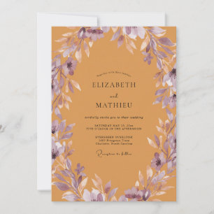 Invitation Mariage feuille mauve ocre