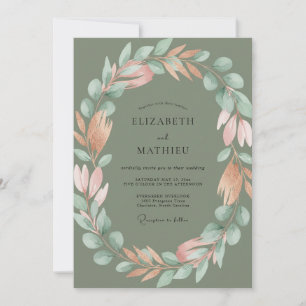 Invitation Mariage feuille olive terre cuite