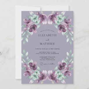 Invitation Mariage Feuille Peinte d'Améthyste