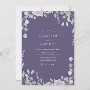Invitation Mariage Feuille Peinte de Lavande