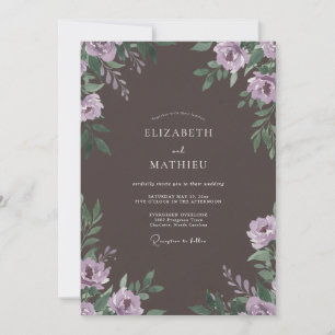 Invitation Mariage Feuille Peinte de Prune Maussade