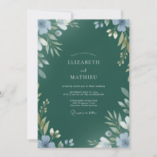Invitation Mariage Feuille Peinte d'Émeraude