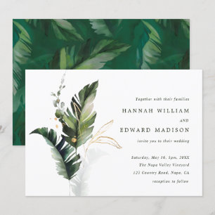 Invitation Mariage Feuille vert tropical
