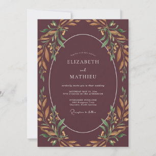Invitation Mariage Feuilles de Cuivre Abricot