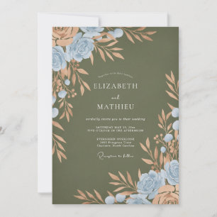 Invitation Mariage Feuilles de Cuivre en Acier