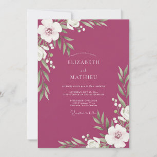 Invitation Mariage Feuilles de Framboise