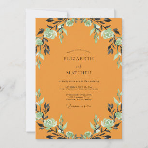 Invitation Mariage Feuilles de Menthe Ambre