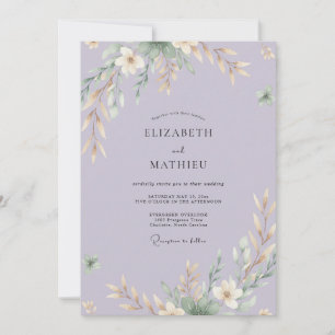 Invitation Mariage Feuilles de Pervenche