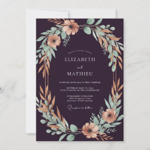 Invitation Mariage Feuilles de Prune et Pêche