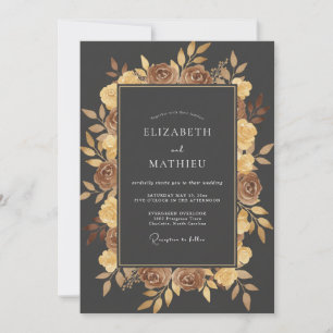 Invitation Mariage Feuilles d'Ocre au Charbon