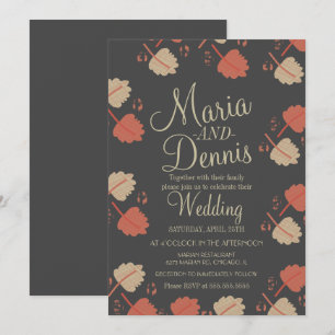 Invitation Mariage Feuilles Neutres Terracotta Simples Automn