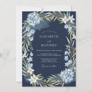 Invitation Mariage feuilleu d'hydrangea de minuit