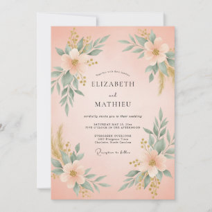 Invitation Mariage Feuillu à la Sauge et à l'Abricot