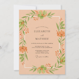 Invitation Mariage Feuillu Abricot